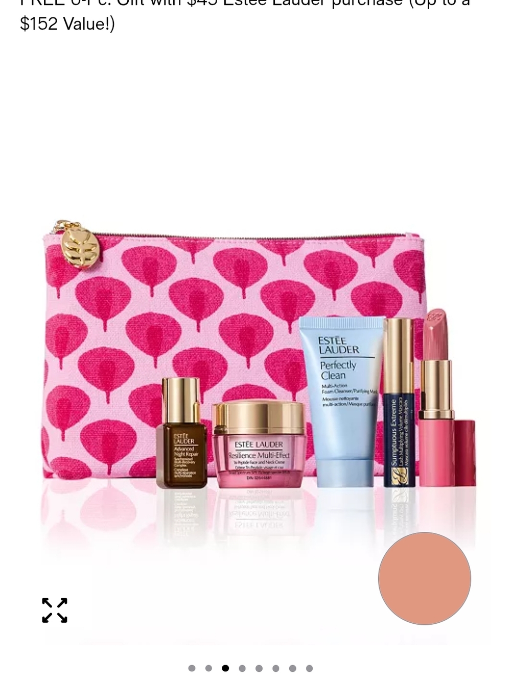 Estee Lauder Pink Skincare & Lipstick Gift Set with Gold Accents